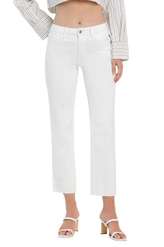 Melissa Mid Rise Straight Jeans In Optic White