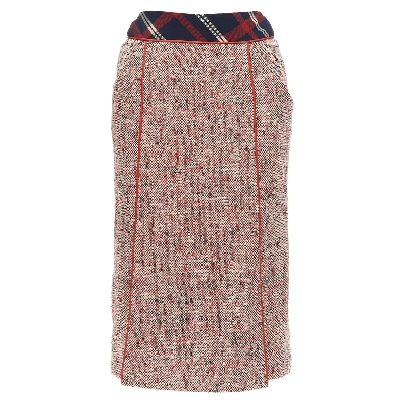 Chanel speckled boucle tartan pencil skirt