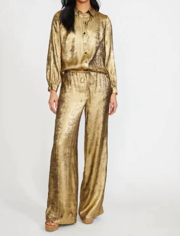 Wide Leg Rush Pant In Gold