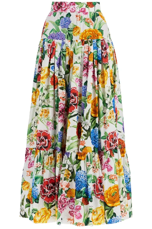 Dolce & Gabbana Women's Maxi Skirt With High Waist In  Cotton Floral For Spring Summer