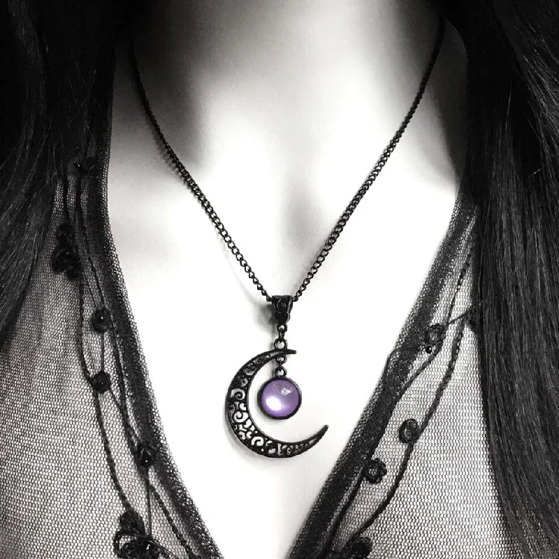 Women's Gothic Beaded Moon Necklace