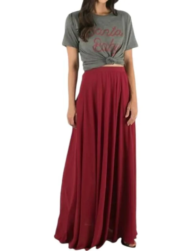 Flowy Maxi Skirt In Burgundy