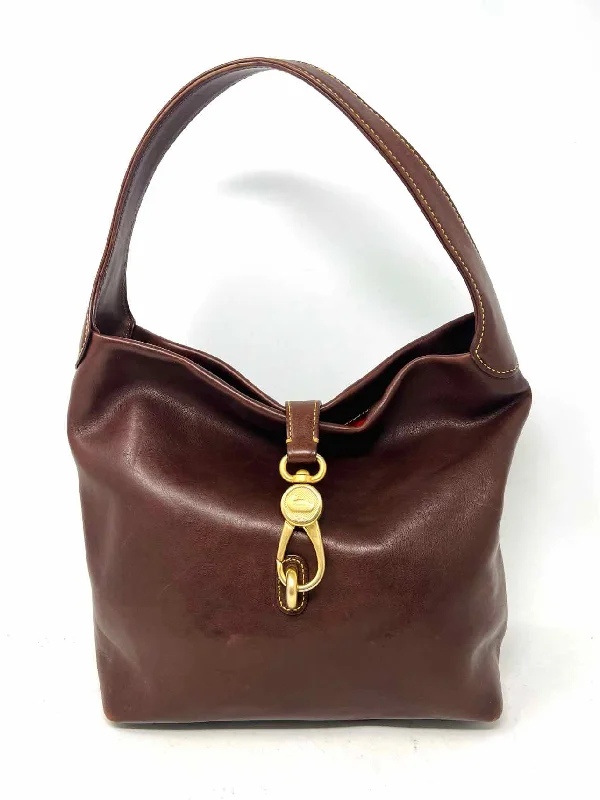 Dooney & Bourke Brown/Gold Shoulder Bag Leather Designer Purse