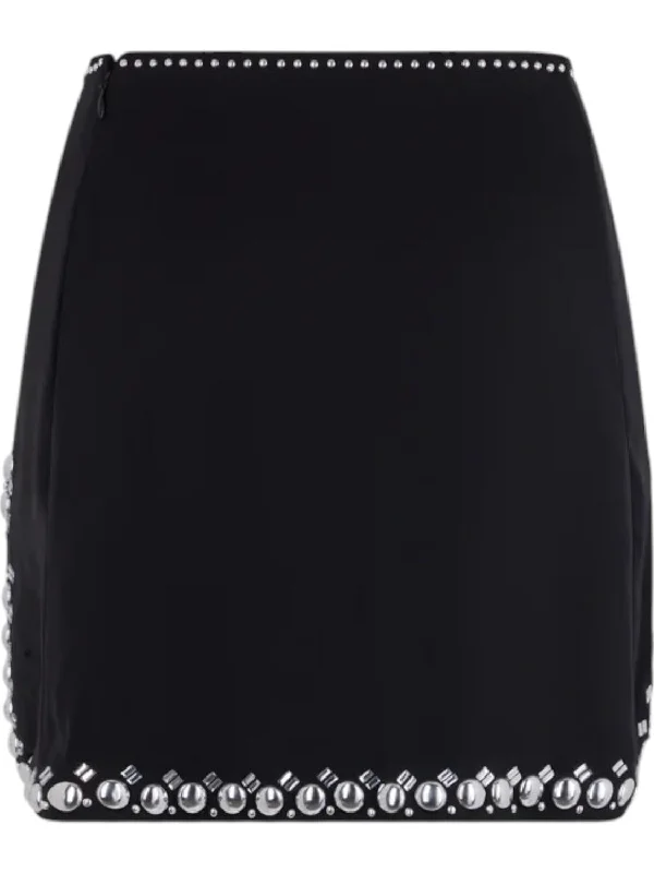 Women's Satin Mini Skirt With Details In Black