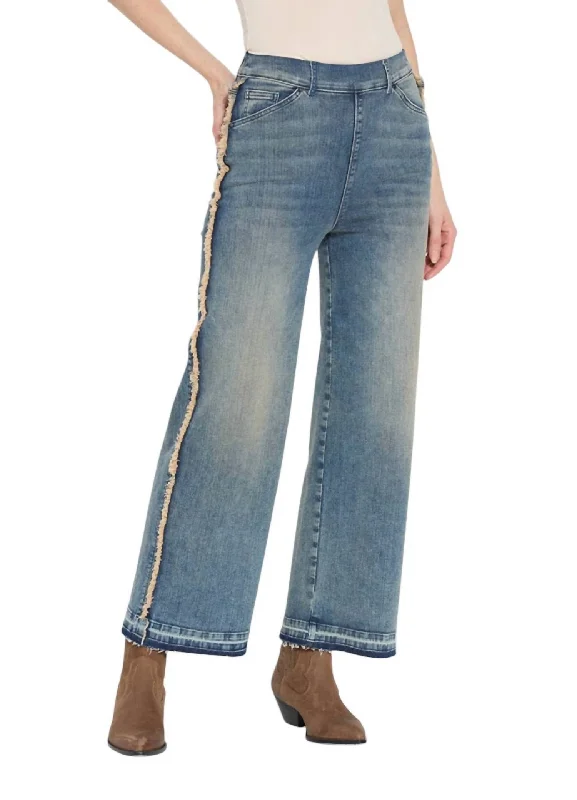 High Waist Wide Leg Premium Denim Jeans In Nutshell Dye Midwash