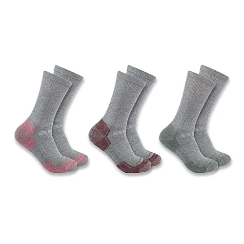 Women's Midweight Cotton Blend Crew Socks SC2823 Pack of 3 Pairs