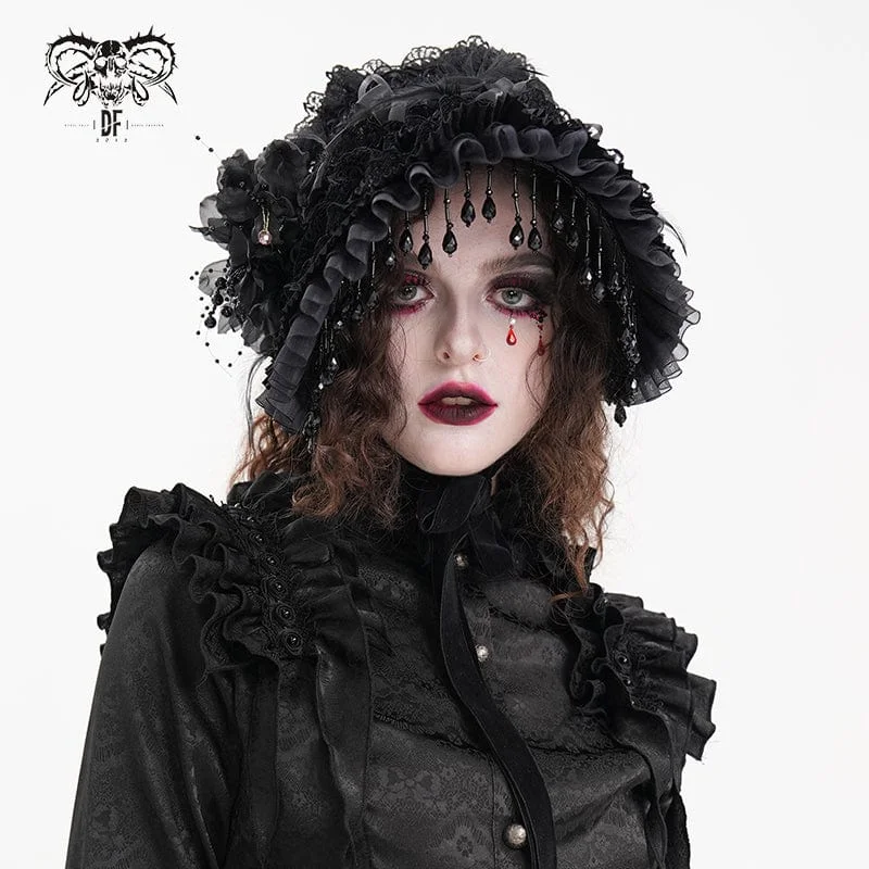 Women's Gothic Tassels Flower Mesh Hair Accessories