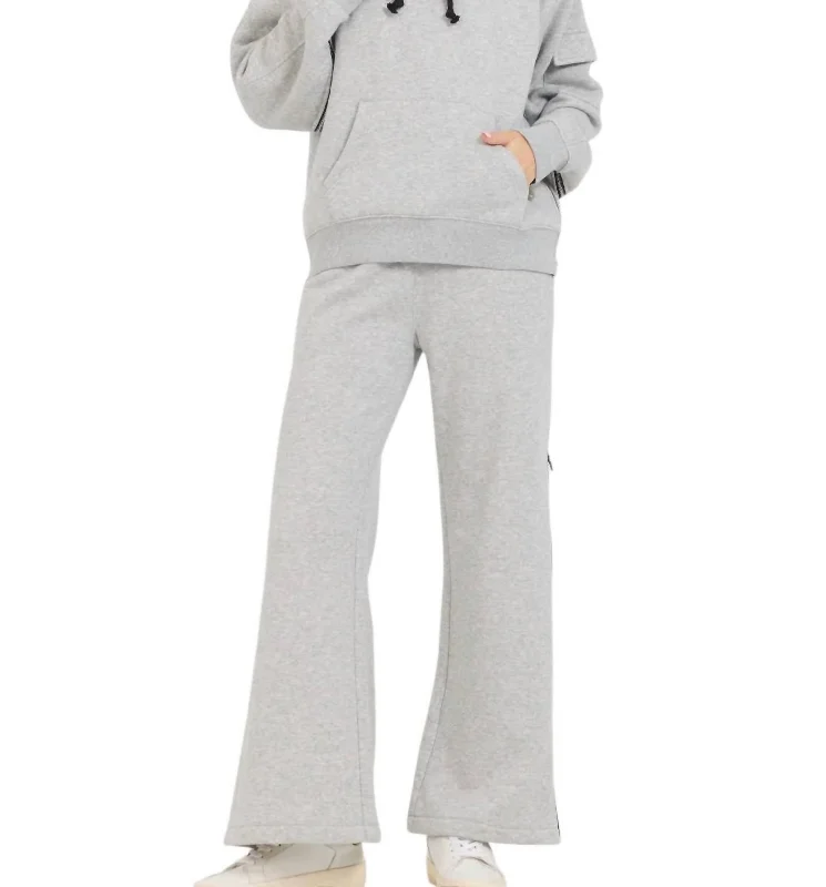 Heavy Fleece Flare Pant In Grey