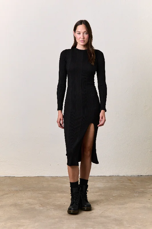 CARI RIB DRESS / BLACK