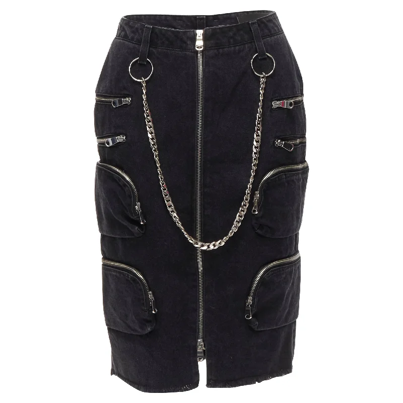 Faith Connexion NTMB denim punk chain multi pockets skirt