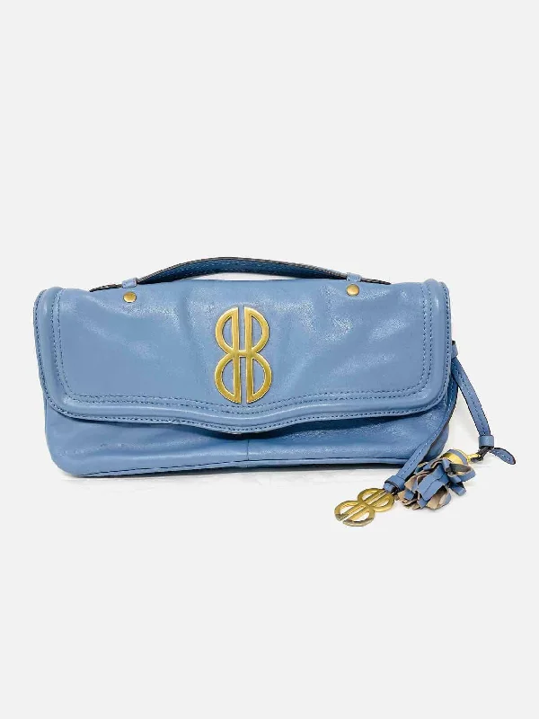 Bill Blass Blue/Gold Chain Leather W/ BAG! Designer Crossbody Purse