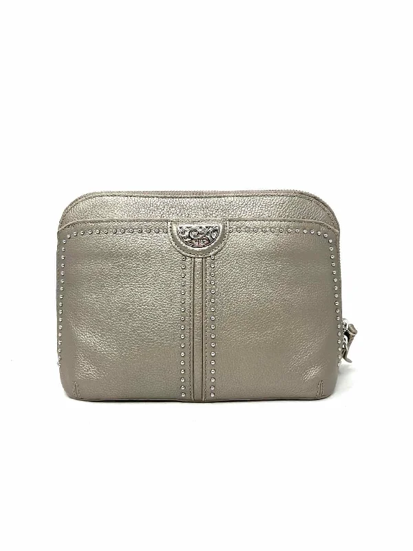 Brighton Taupe Pebbled Leather Designer Crossbody Purse