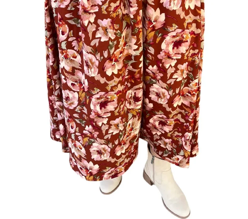 Avery Floral Skirt In Brown