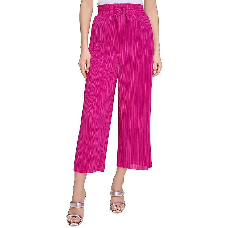 Womens Ruffled Solid Palazzo Pants