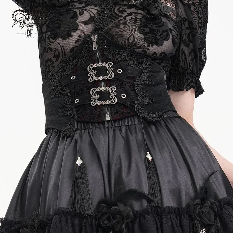 Women's Gothic Tassels Buckle-up Underbust Corset