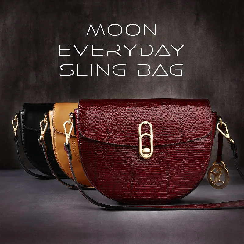 Moon Everyday Leather Sling Bag for Women | 100% Genuine Italian Leather | Lifetime Service Warranty