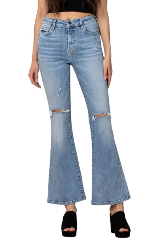 Kiki Mid Rise Flare Jeans In Light Wash