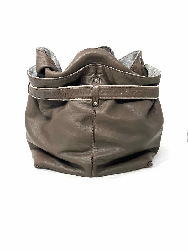 Brunello Cucinelli Taupe Satchel Belted Leather AS IS Designer Tote