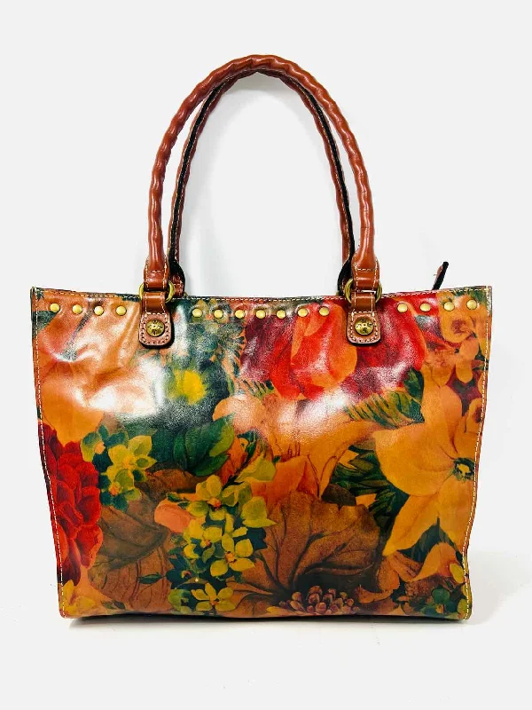 Patricia Nash Brown/Multi Floral Leather Designer Tote