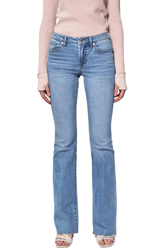 Bella Rose Mid Rise Flare Jeans In Light Denim