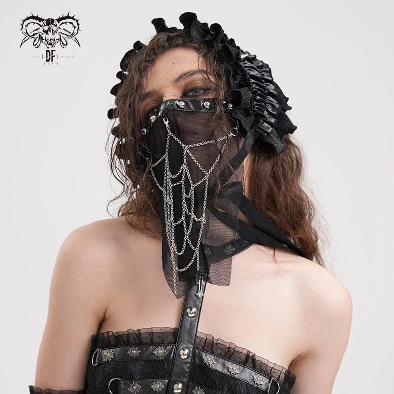 Women's Gothic Chain Mesh Mental Beads Mask