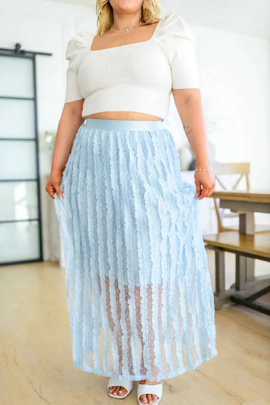 Cascading Ruffles A-Line Skirt In Sky Blue