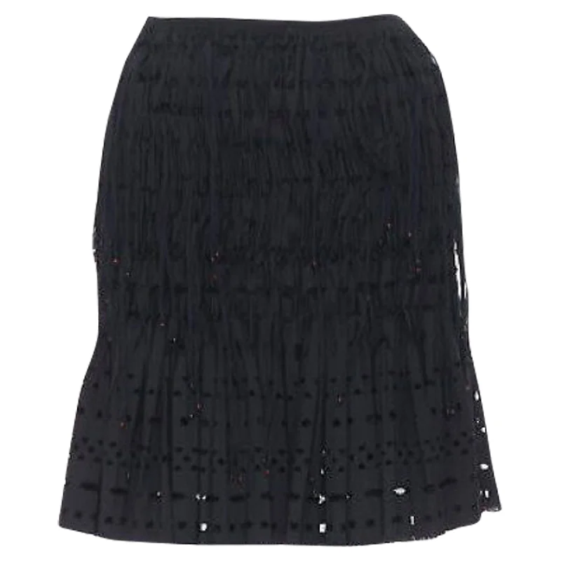 Alaia geometric cut out pleated bead skirt