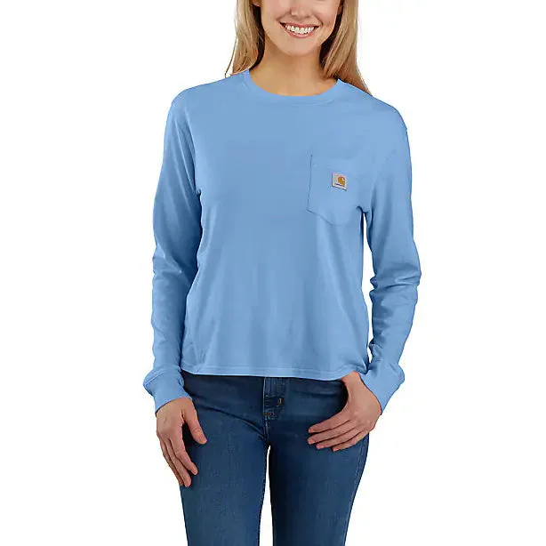 Women's Long-Sleeve Crewneck Pocket T-Shirt 106121