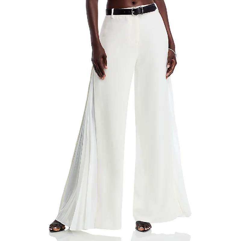 Womens Pleated Solid Palazzo Pants