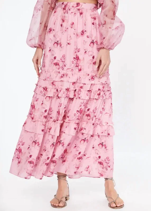 Liu Skirt In Pink Garden