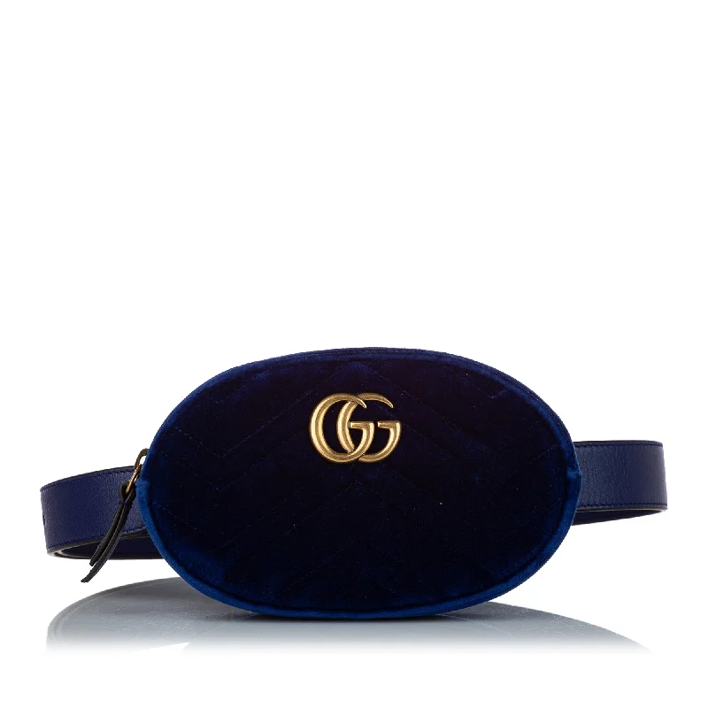 Gucci GG Marmont blue Velvet Belt Bag (Pre-Owned)